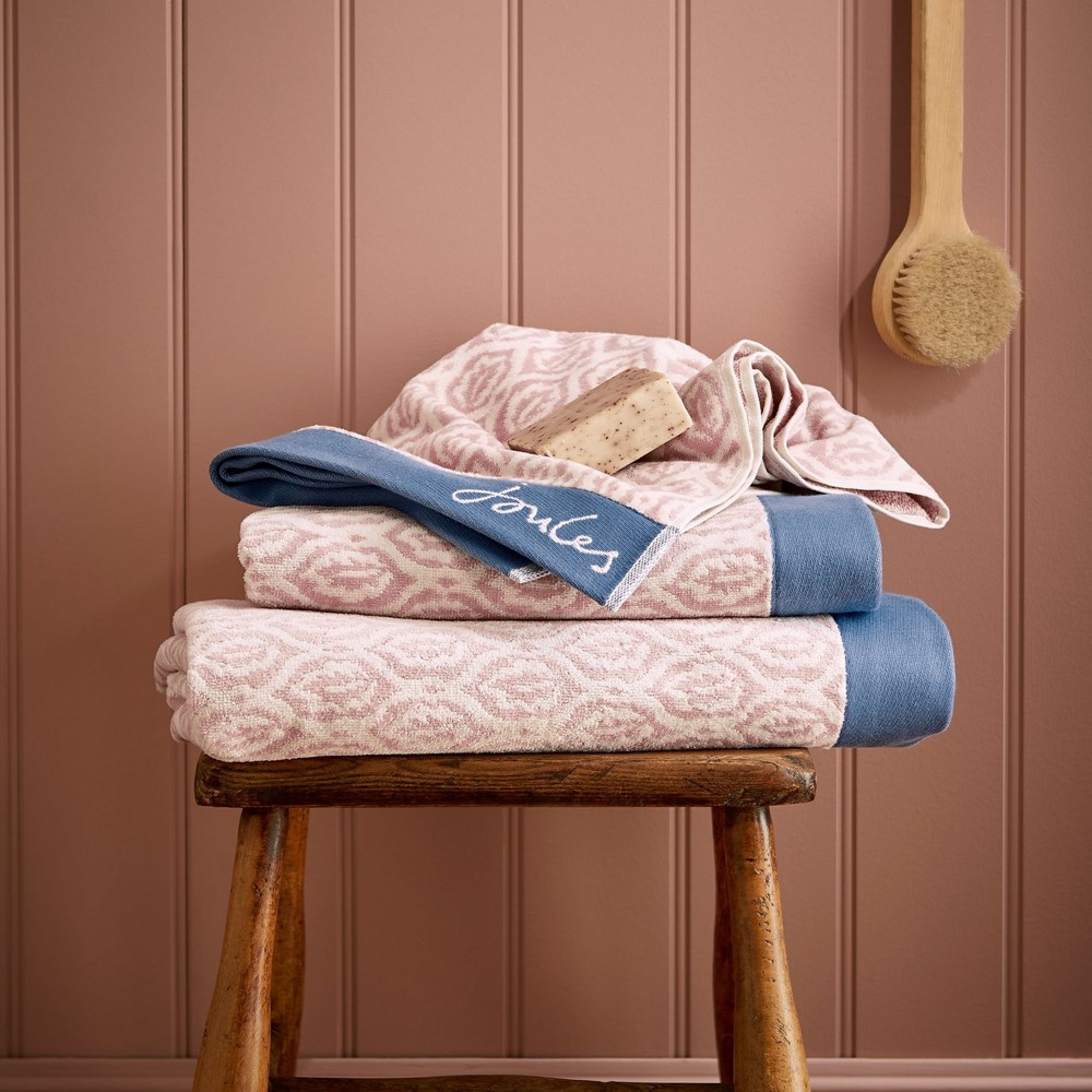 Leaf Trellis Botanical Cotton Towels by Joules in Pink